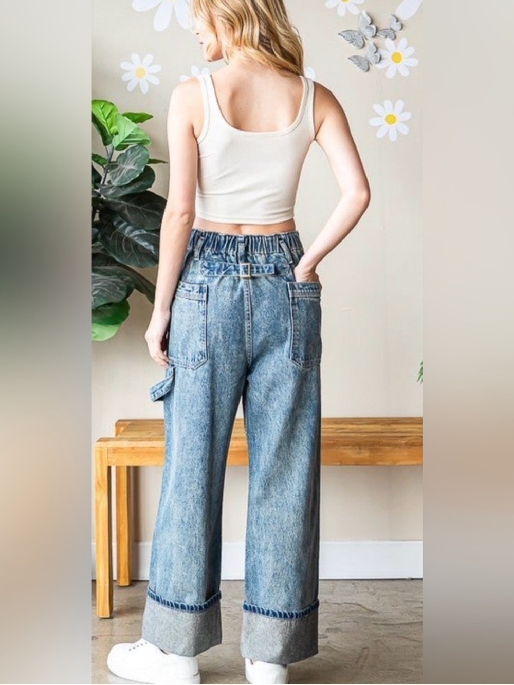 Oli & Hali Light Blue High-Rise Wide Leg Jeans Medium - Picture 3 of 4